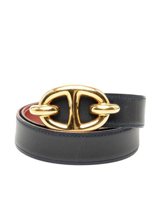 Hermes Chaine D\'ancre Reversible 65 Navy Brown Leather 1- Belt main image 7